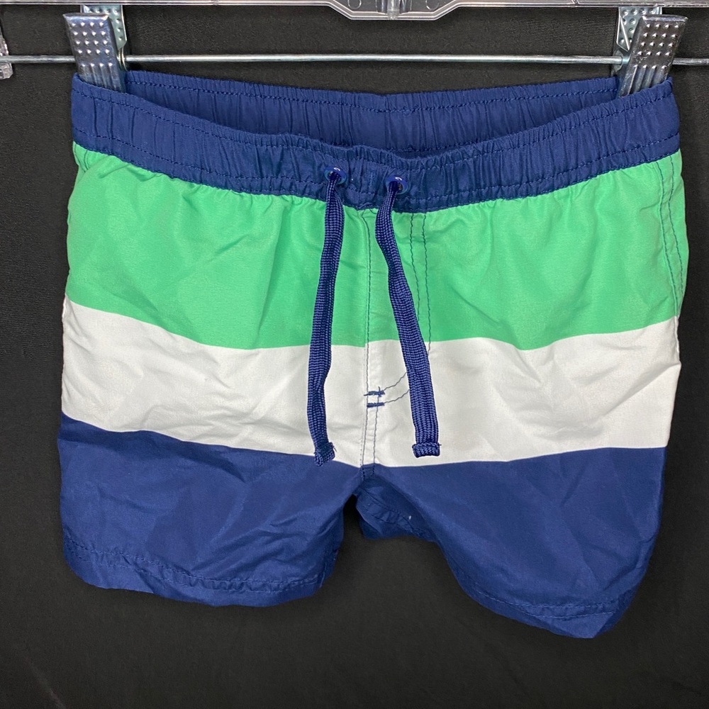 Swim Trunks First Impressions Boys 2T Blue green White Stripes Preloved